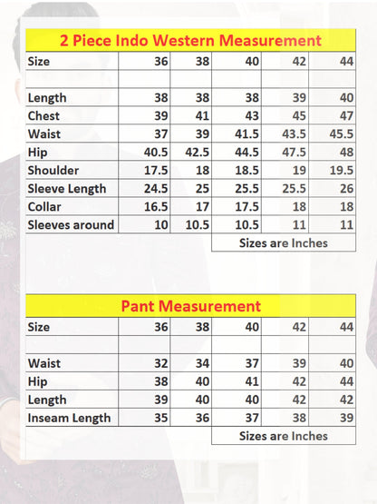 Men’s Black 2 Piece Indo Western Suit with Self-Textured Floral Pattern